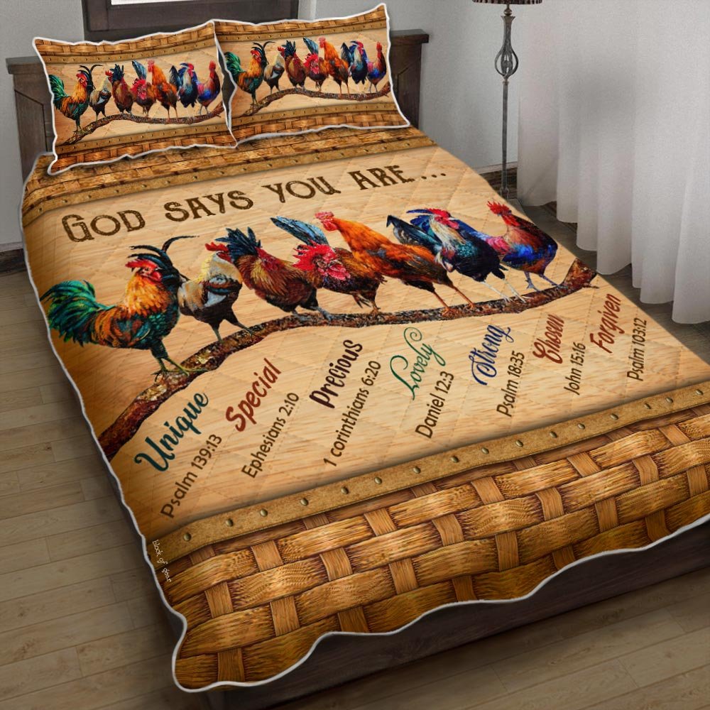 Rooster God Says You Are Quilt Bedding Set