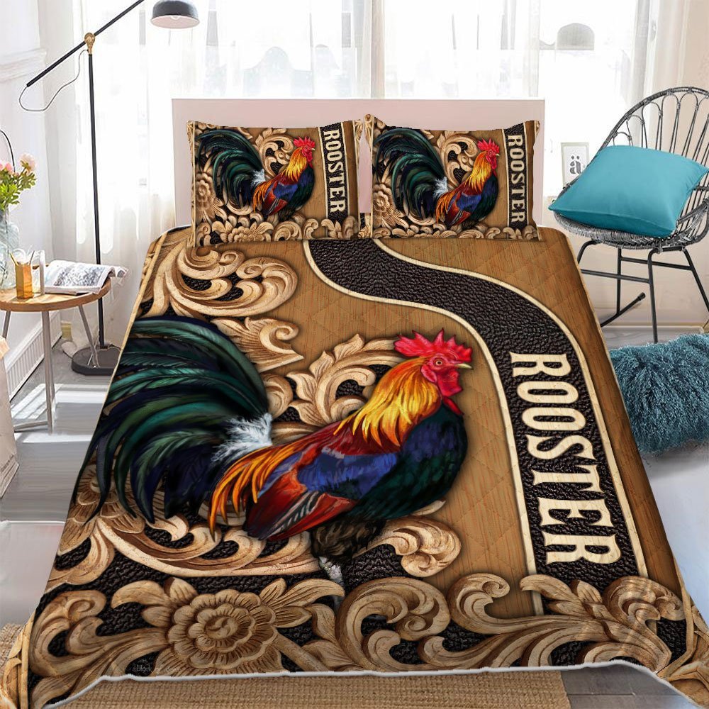 Rooster Quilt Bedding Set-9c78z