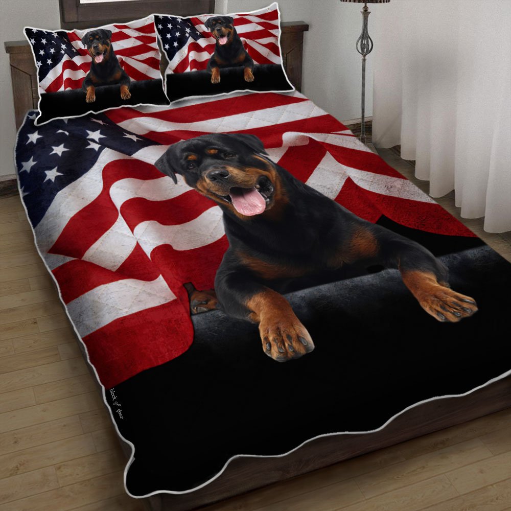 Rottweiler Dog American Quilt Bedding Set