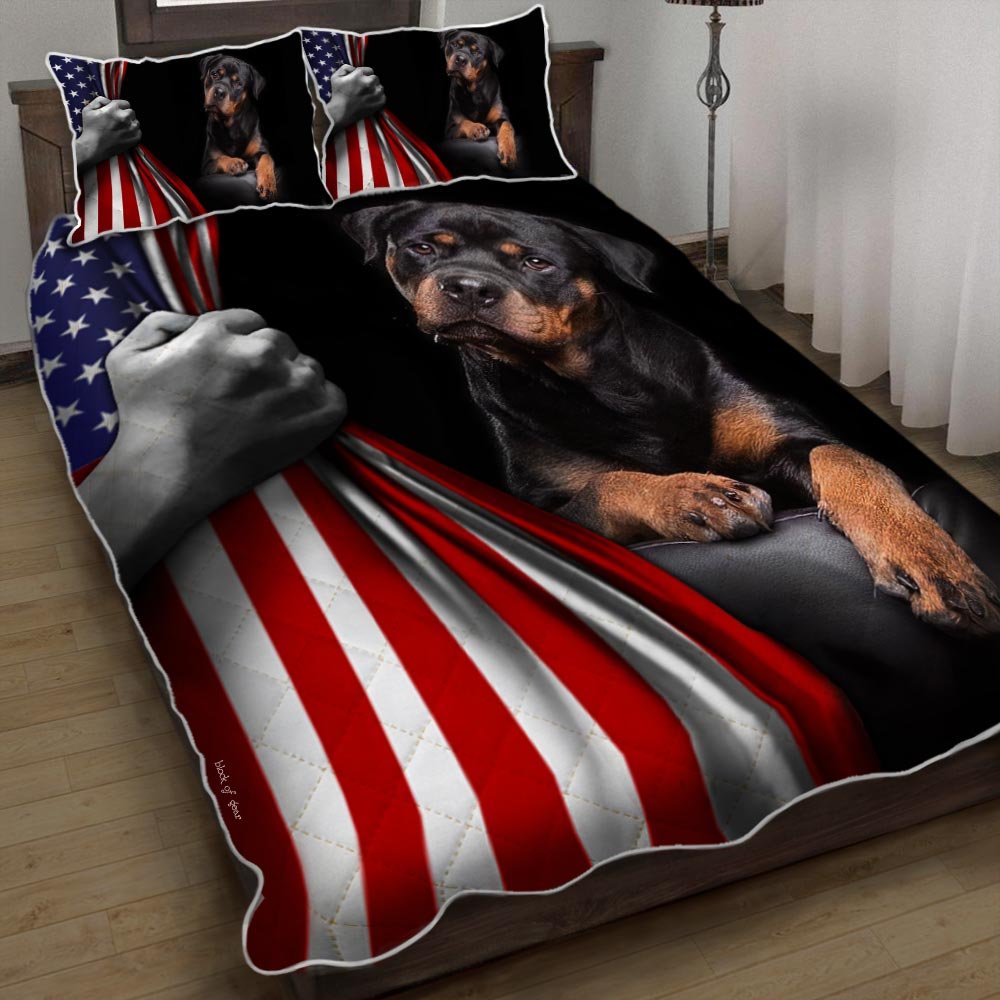 Rottweiler Dog Lover American Us Quilt Bedding Set