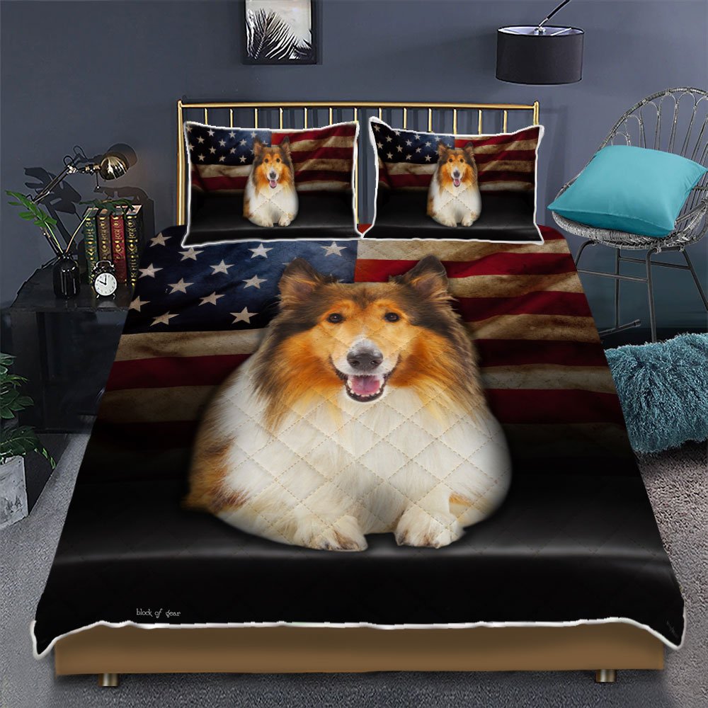 Rough Collie Dog Quilt Bedding Set