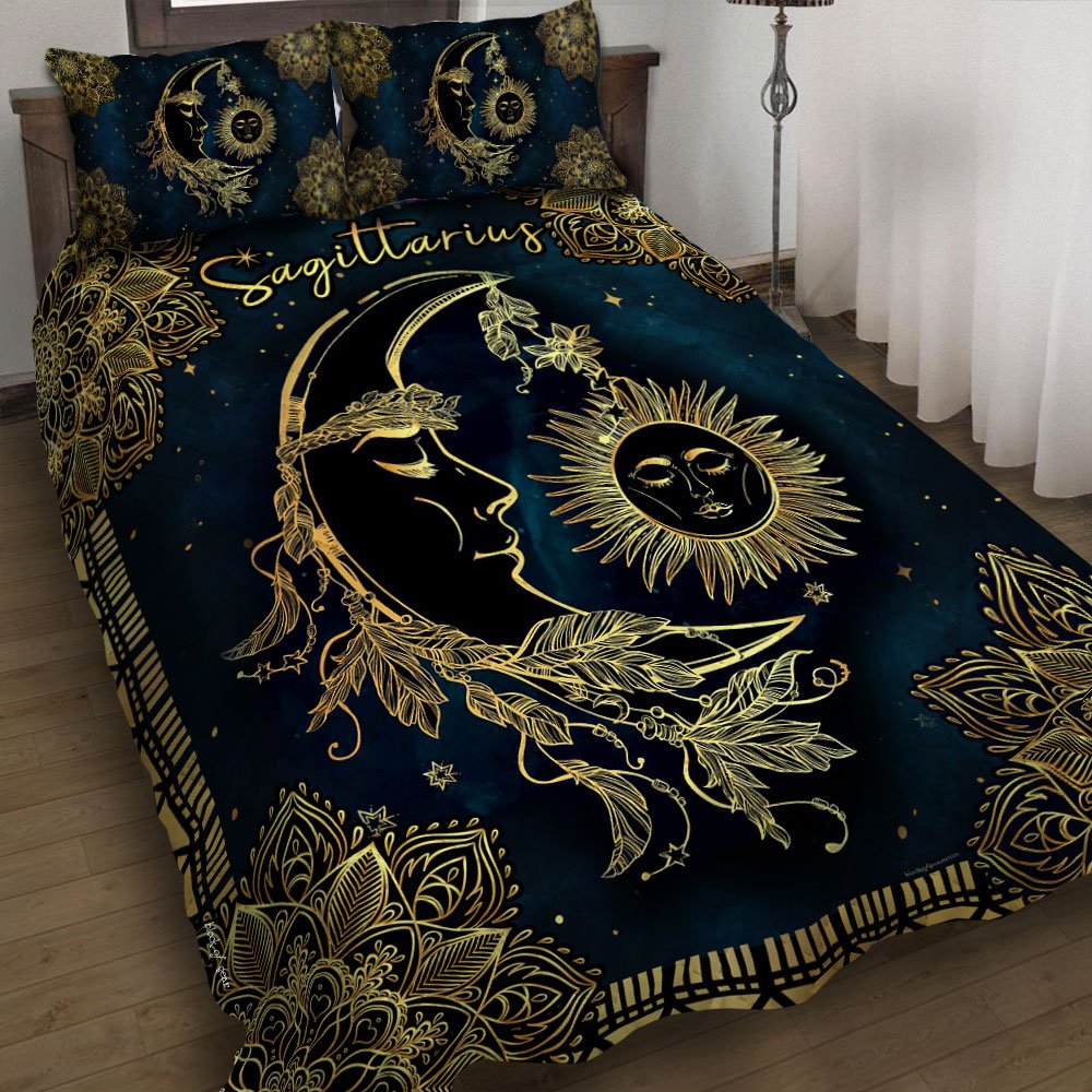 Sagittarius Sun And Moon Mandala Quilt Bedding Set