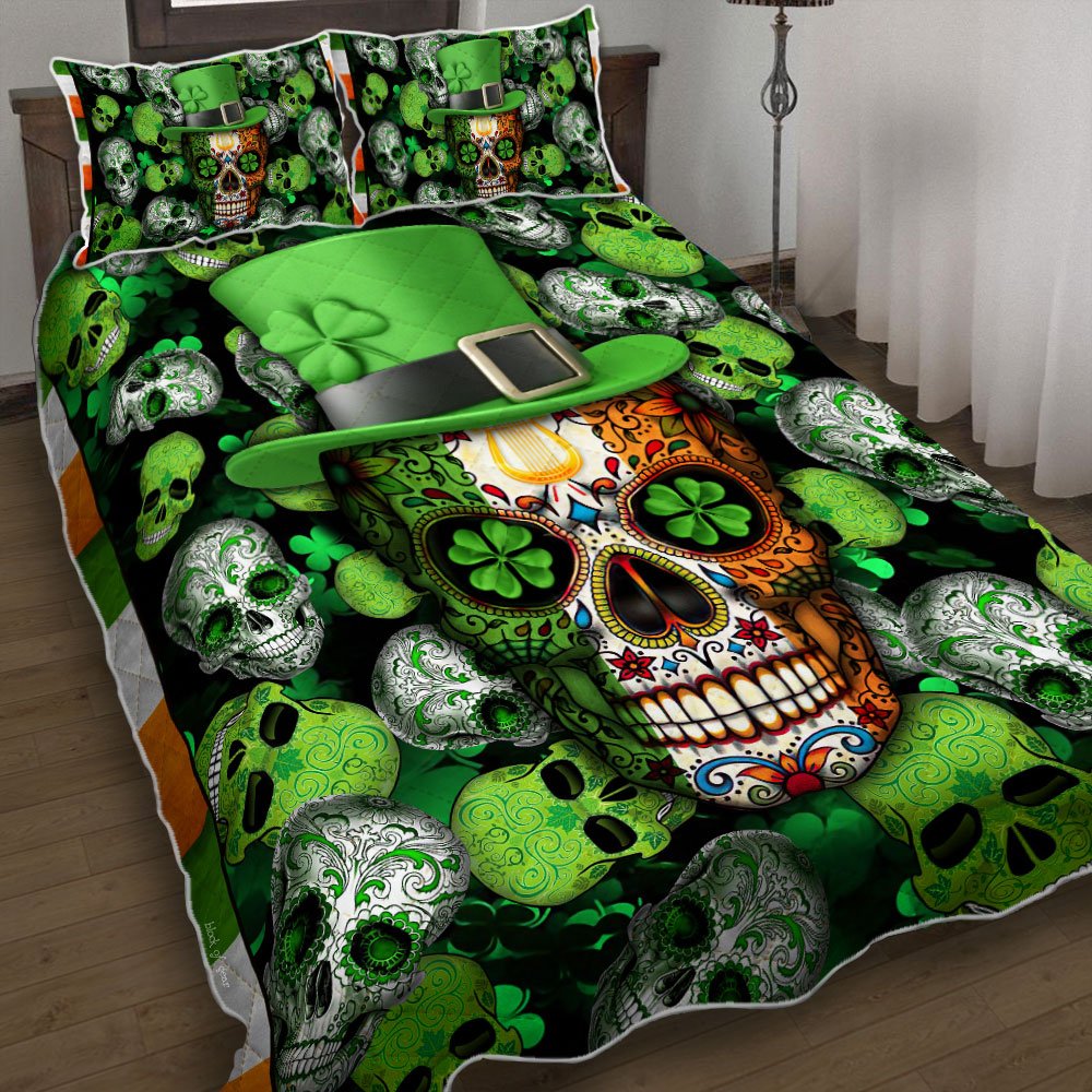 Saint Patricks Day Irish Skull Quilt Bedding Set