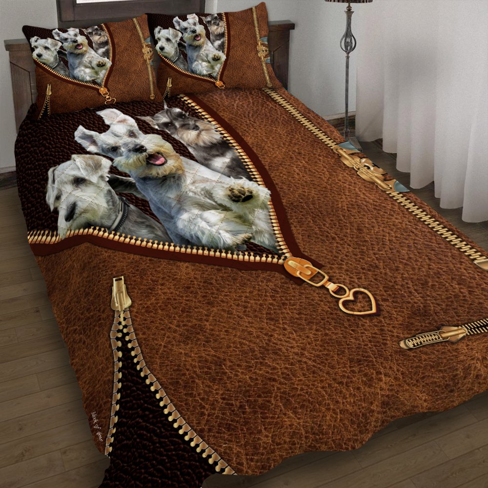 Schnauzer Dog Zipper 3d Quilt Bedding Set