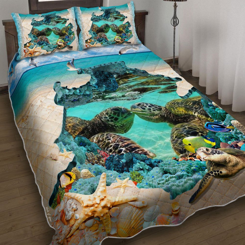 Sea Turtle Couple Quilt Bedding Set-2xxa6