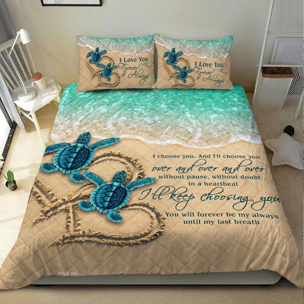 Sea Turtle Couple Quilt Bedding Set