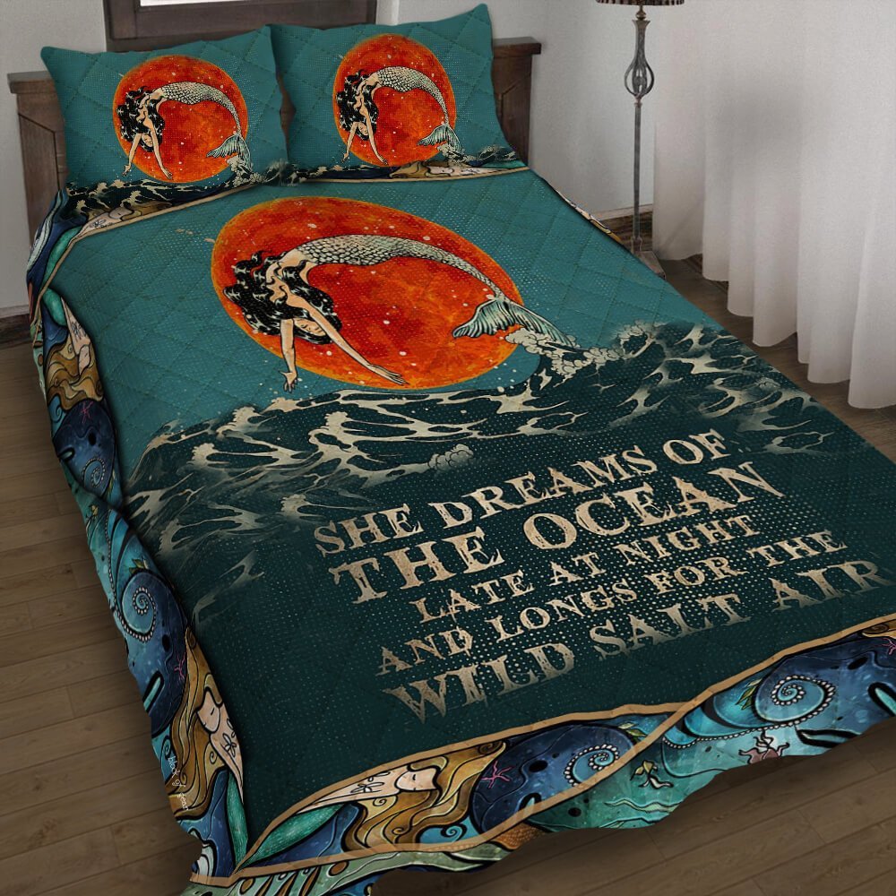 She Dreams About The Ocean Mermaid Quilt Bedding Set-iwqhb