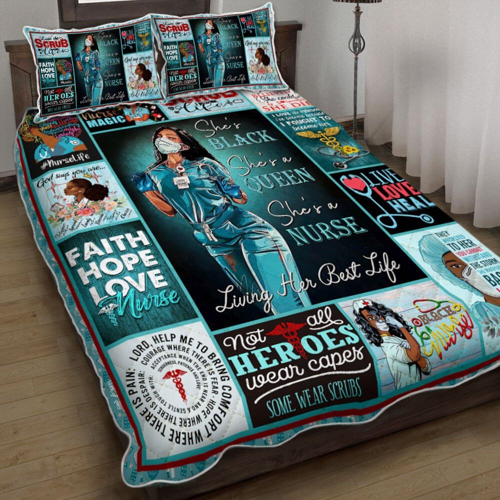 She Is A Black Nurse Living Her Best Life Quilt Bedding Set