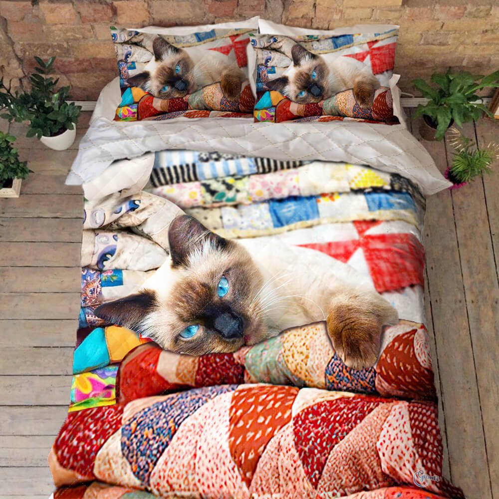 Siamese Cat Quilt Bedding Set Lovely Nnt331qs