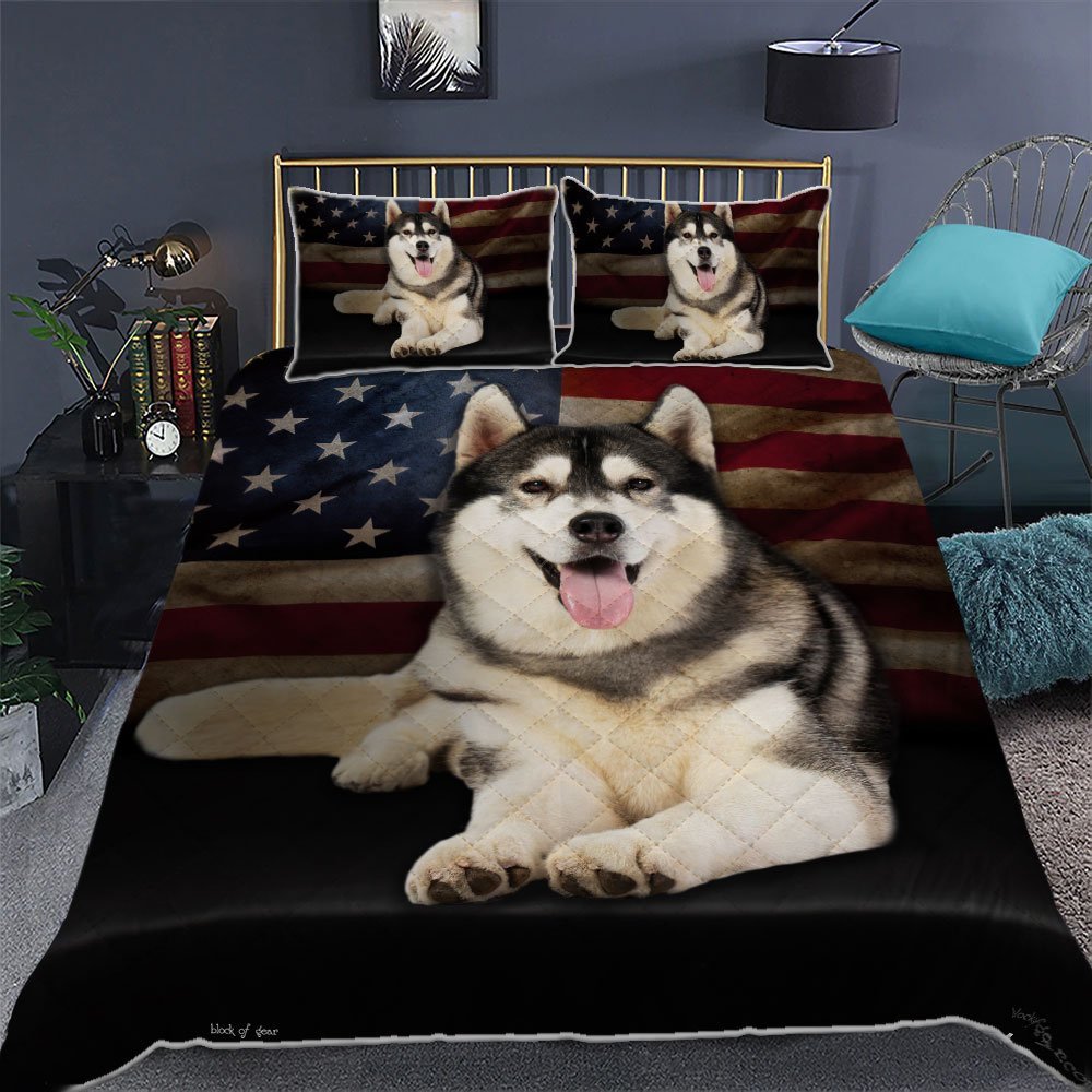 Siberian Husky Quilt Bedding Set