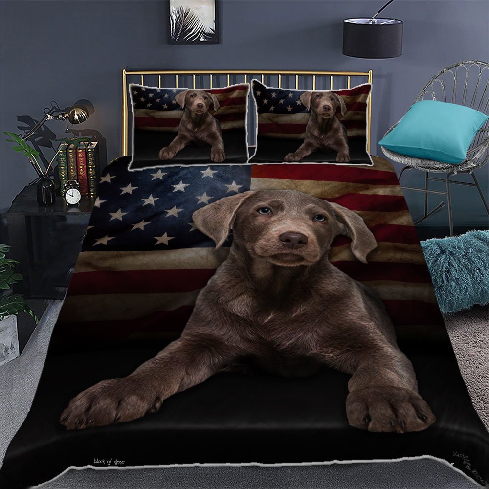 Silver Labrador Quilt Bedding Set