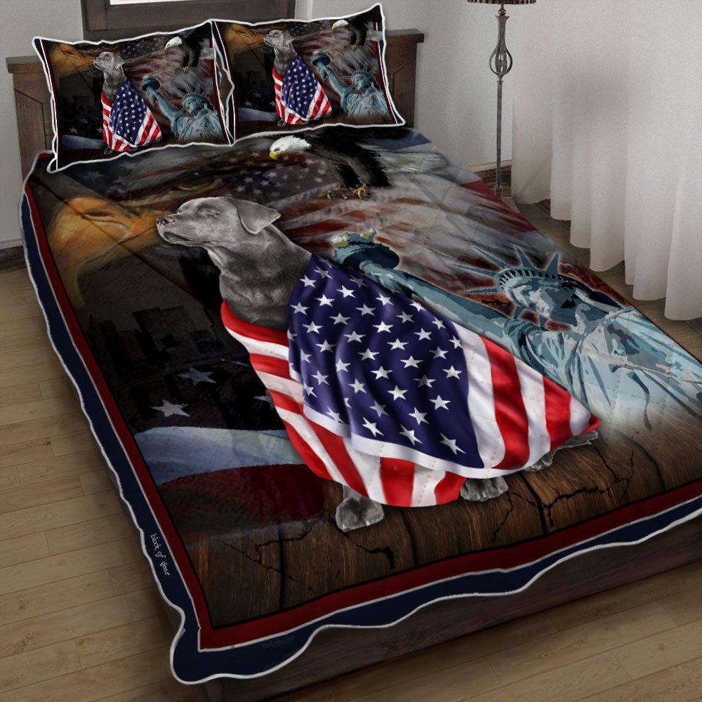 Silver Labrador Retriever American Patriot Quilt Bedding Set