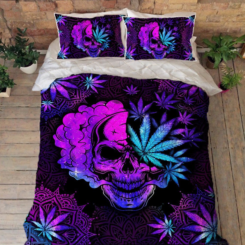 Skull 420 Marijuana Mandala Quilt Bedding Set Thh3297qs