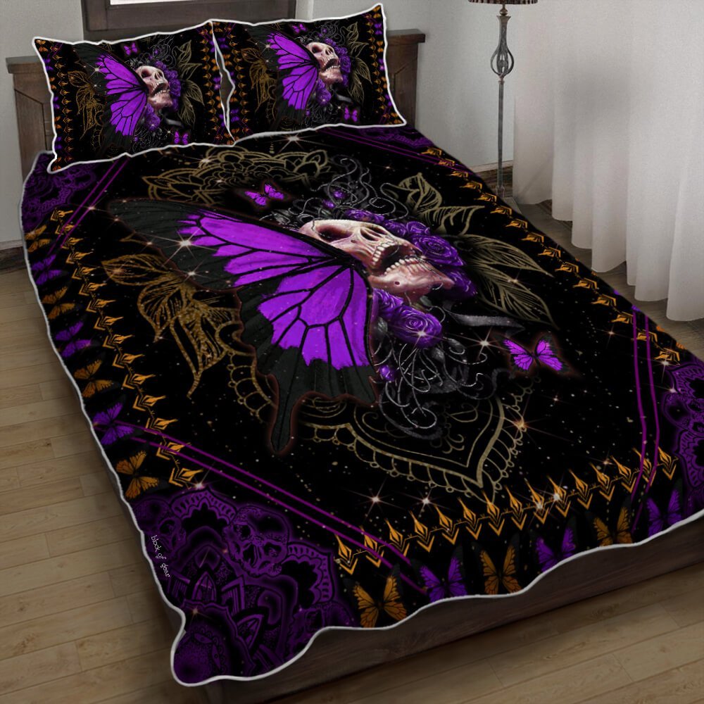 Skull Butterfly Quilt Bedding Set-3k5u6