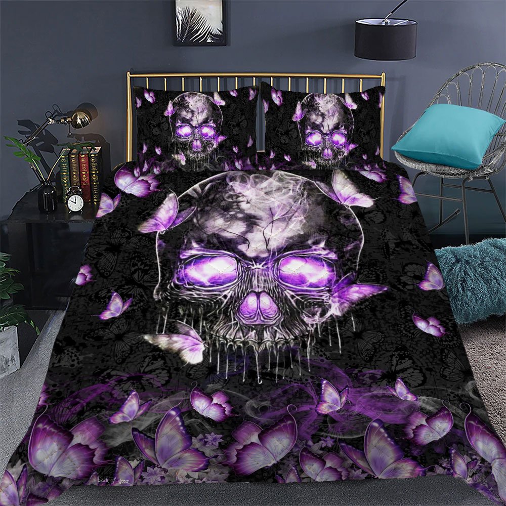 Skull Butterfly Quilt Bedding Set