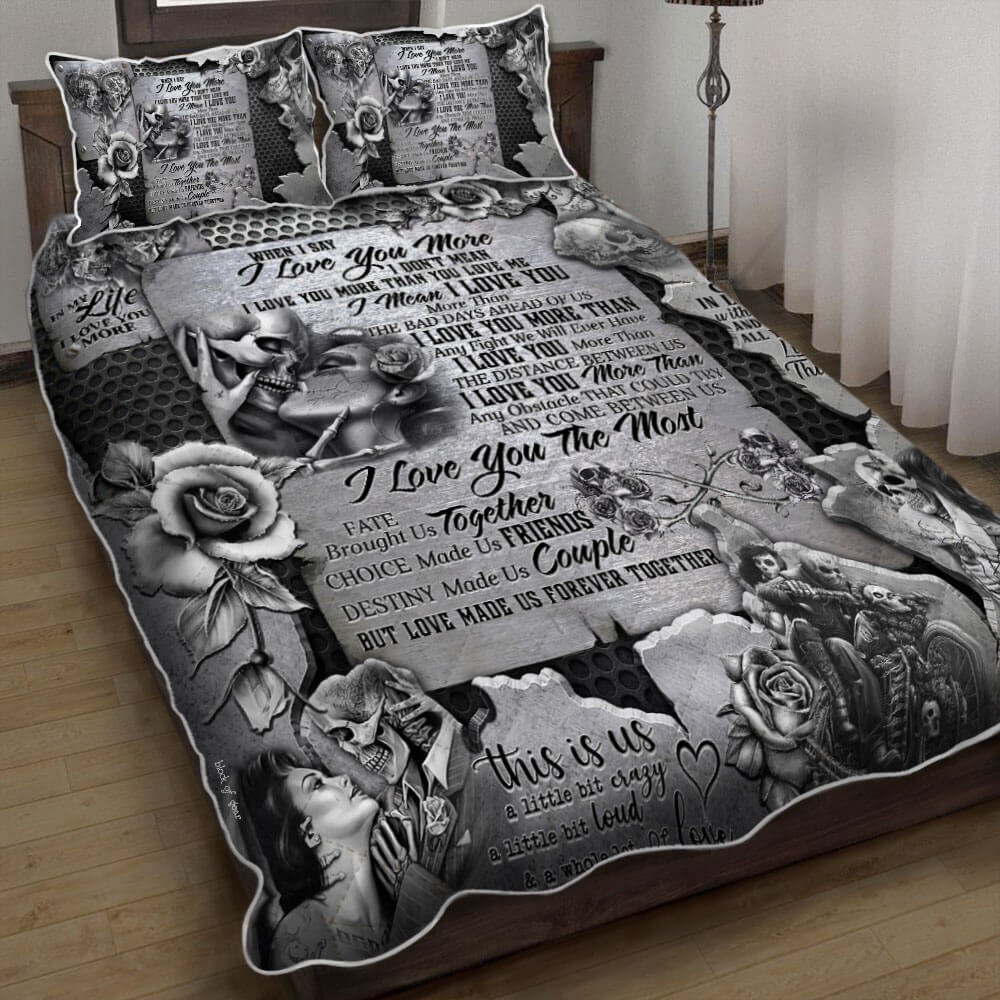 Skull Couple In Love Quilt Bedding Set