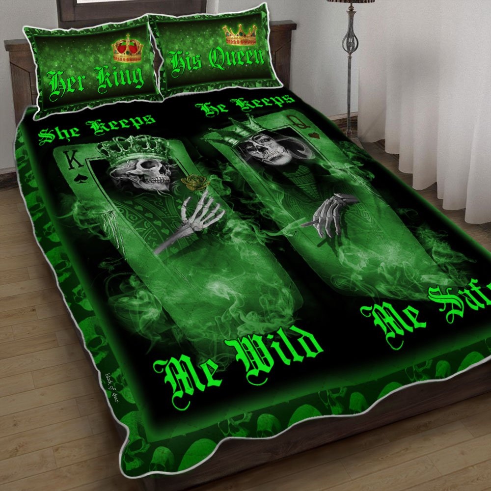 Skull Irish Love She Keeps Me Wild He Keeps Me Safe Quilt Bedding Set