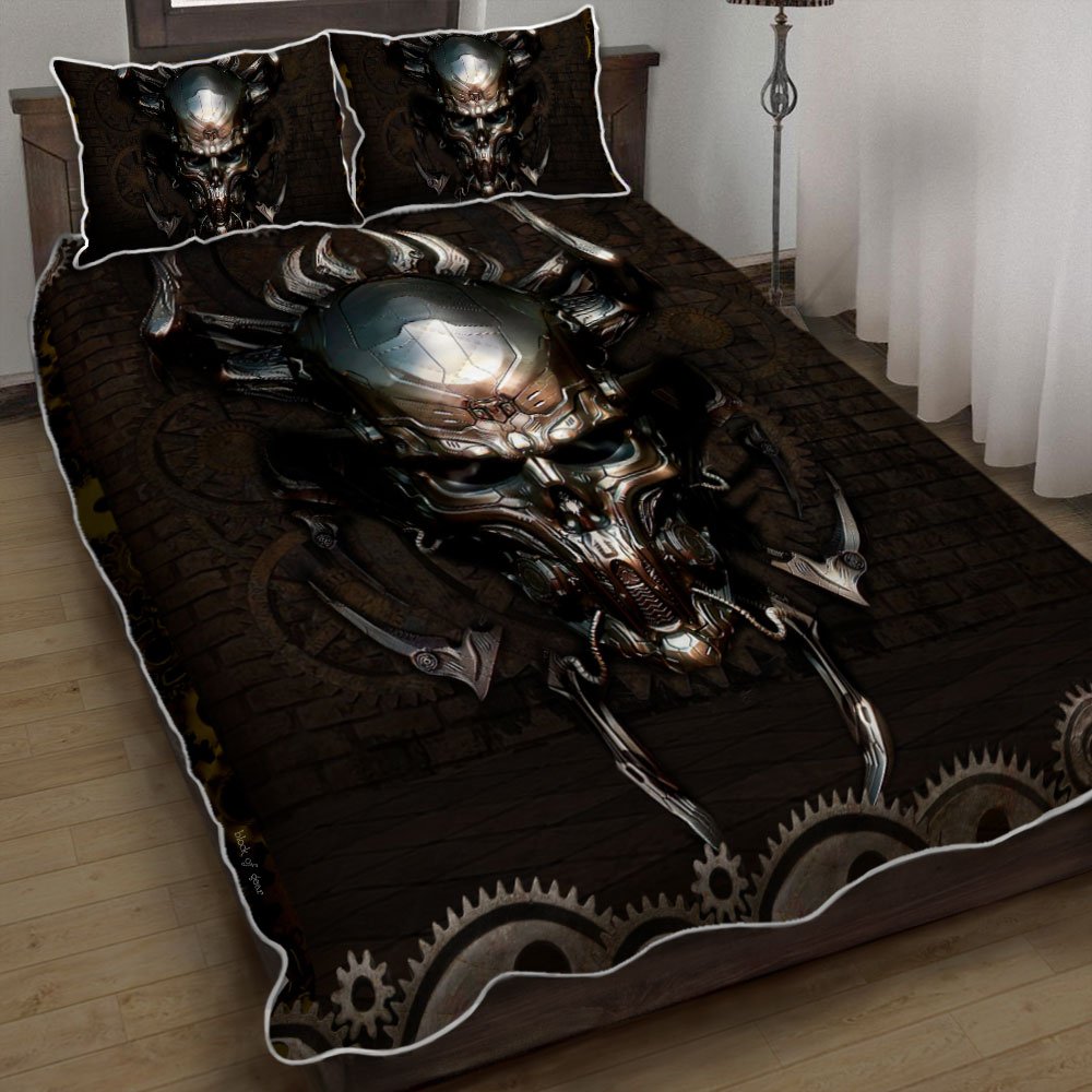 Skull Metal Machine Quilt Bedding Set