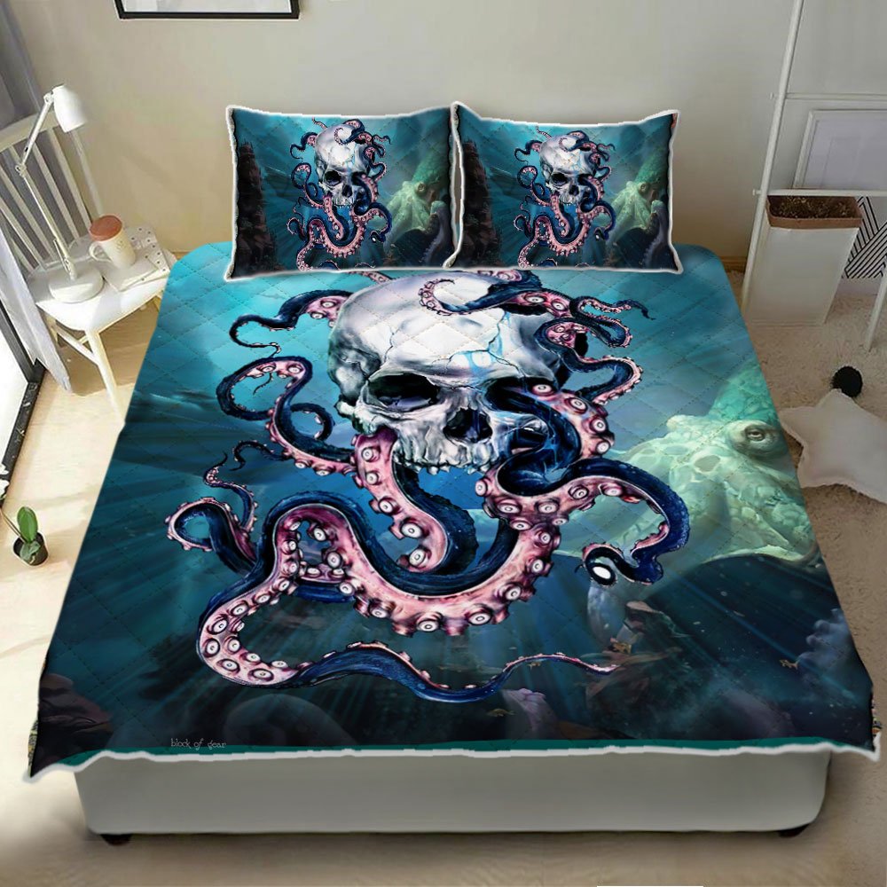 Skull Octopus Quilt Bedding Set