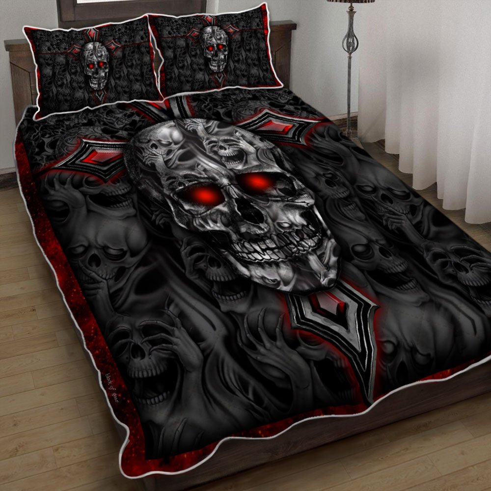 Skull Pattern Quilt Bedding Set Geembi