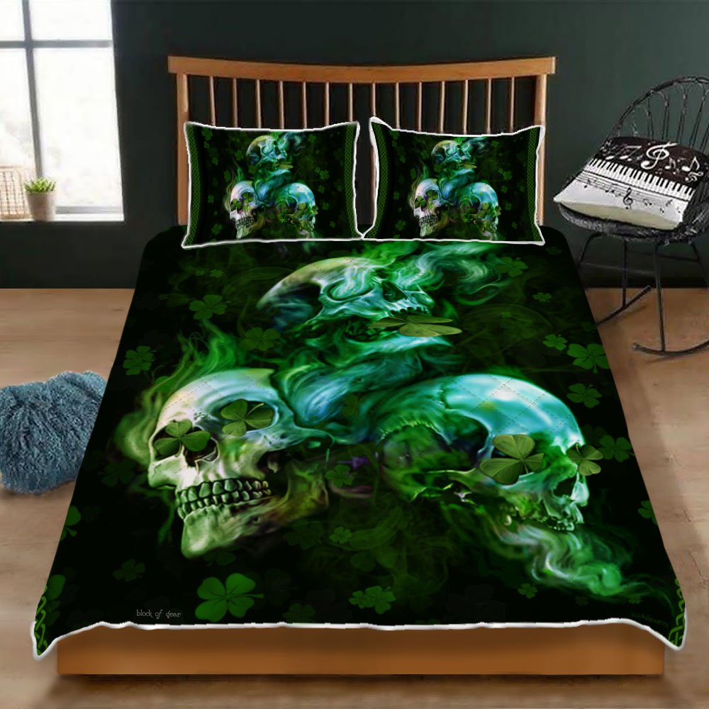 Skull St Patricks Day Quilt Bedding Set