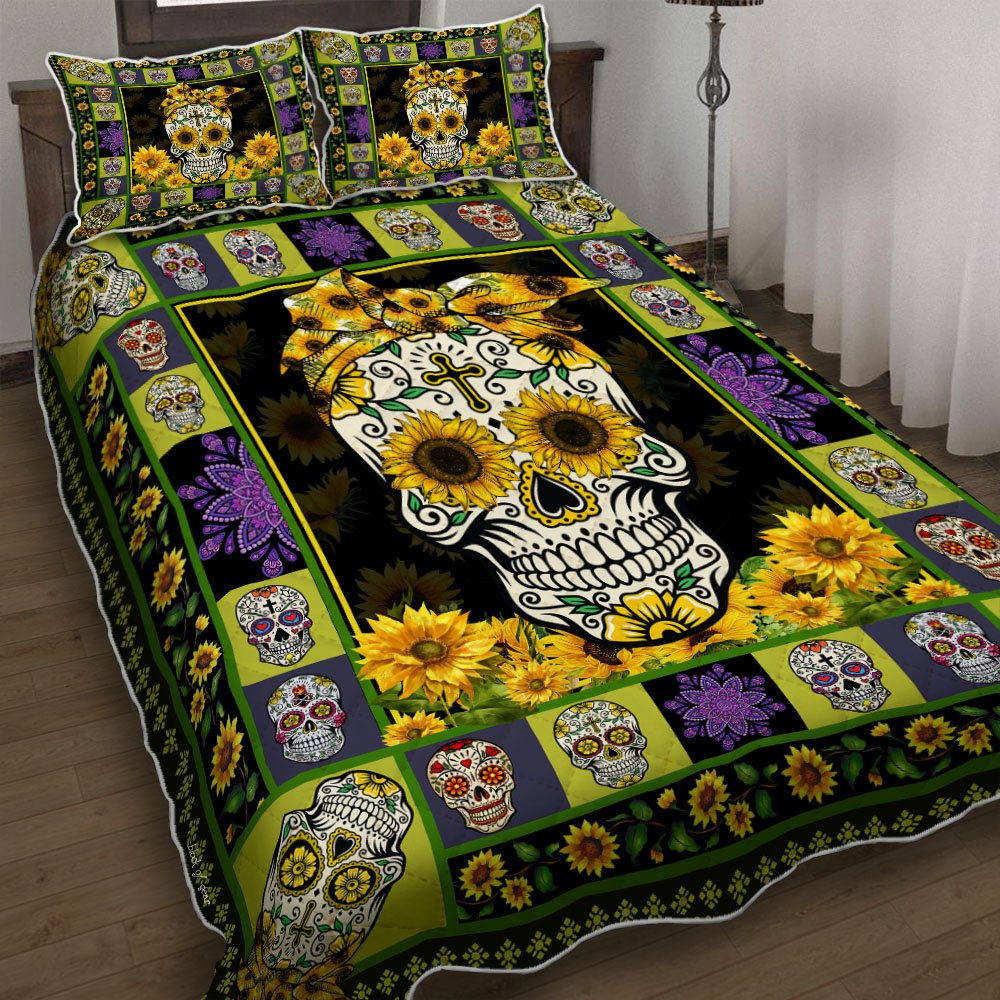 Skull Sunflower Quilt Bedding Set