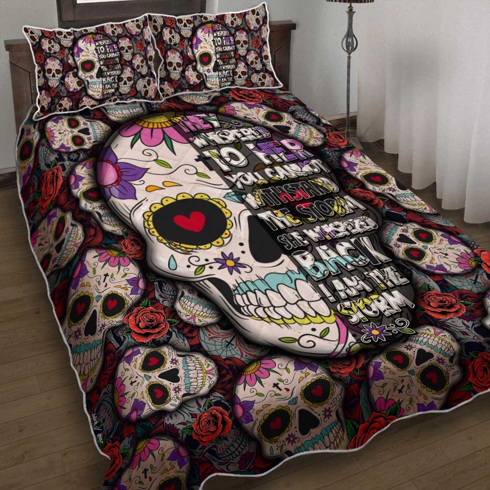 Skulls And Roses Quilt Bedding Set