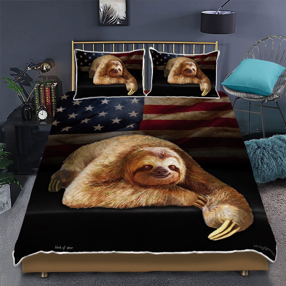 Sloth Makes Me Happy Quilt Bedding Set