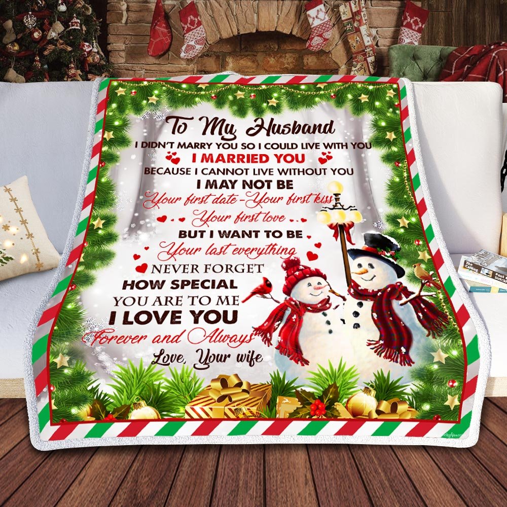 Snowman Couple Christmas Sofa Throw Blanket