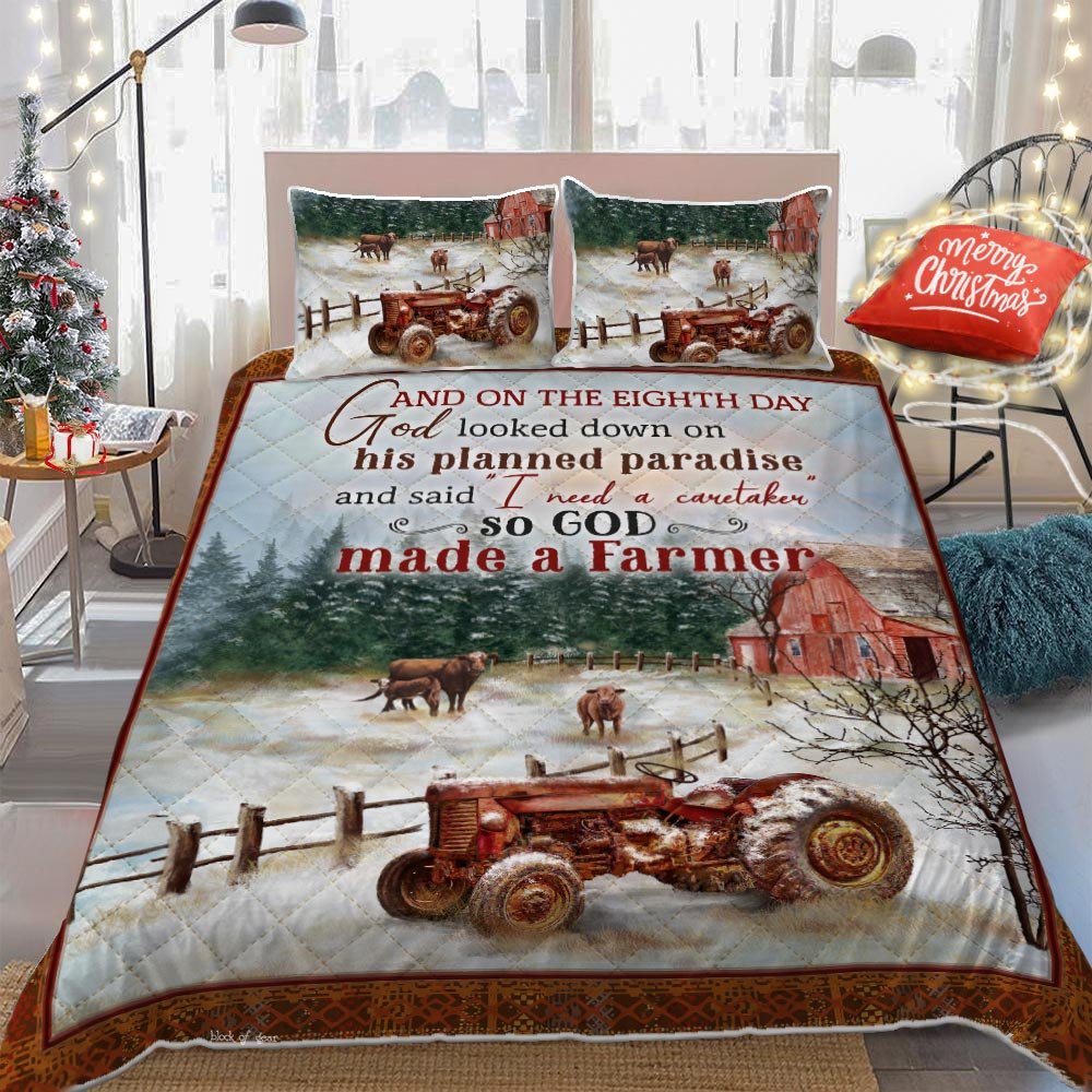 So God Made A Farmer Quilt Bedding Set