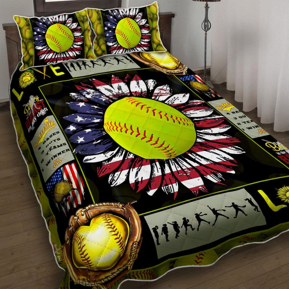 Softball Lover Quilt Bedding Set