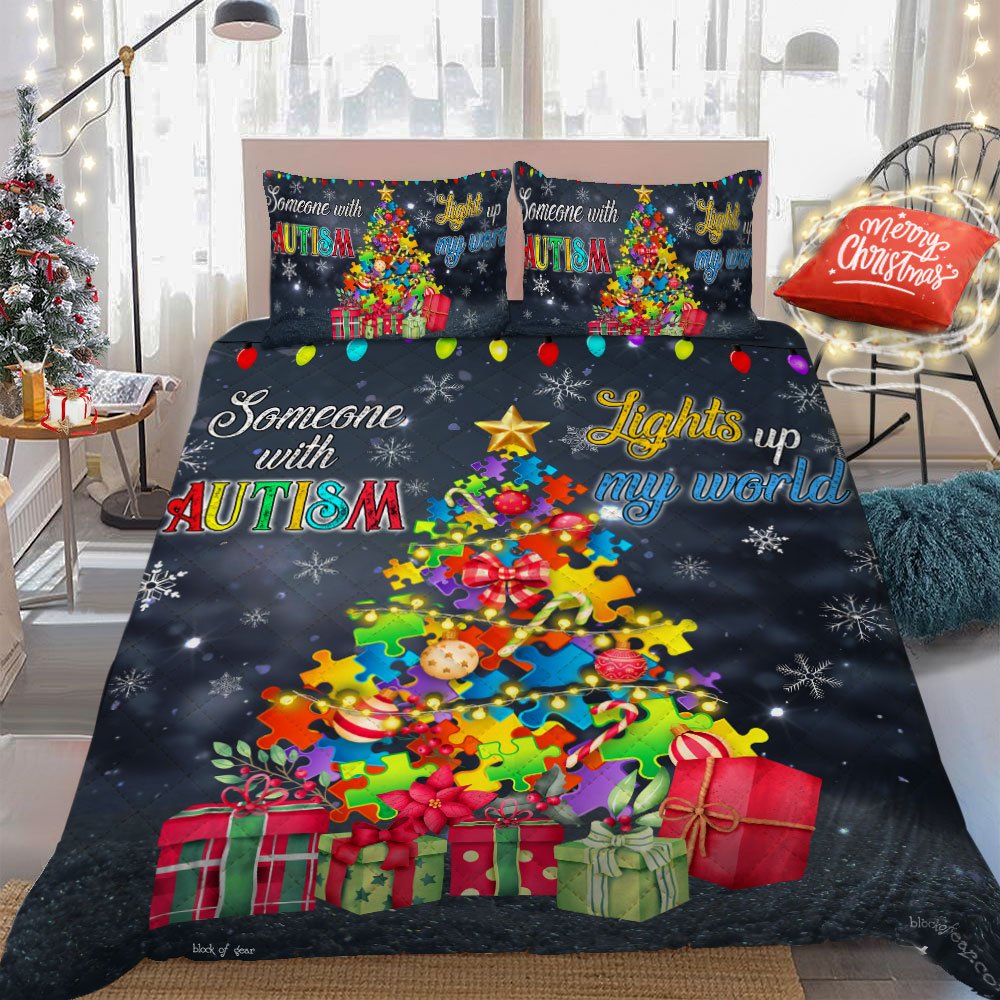 Someone With Autism Lights Up My World Quilt Bet Set