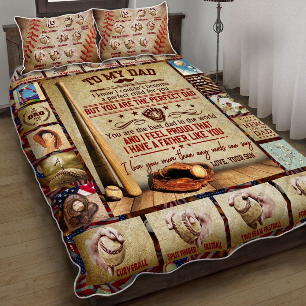 Son To Dad You Are The Best Dad In The World Baseball Quilt Bedding Set