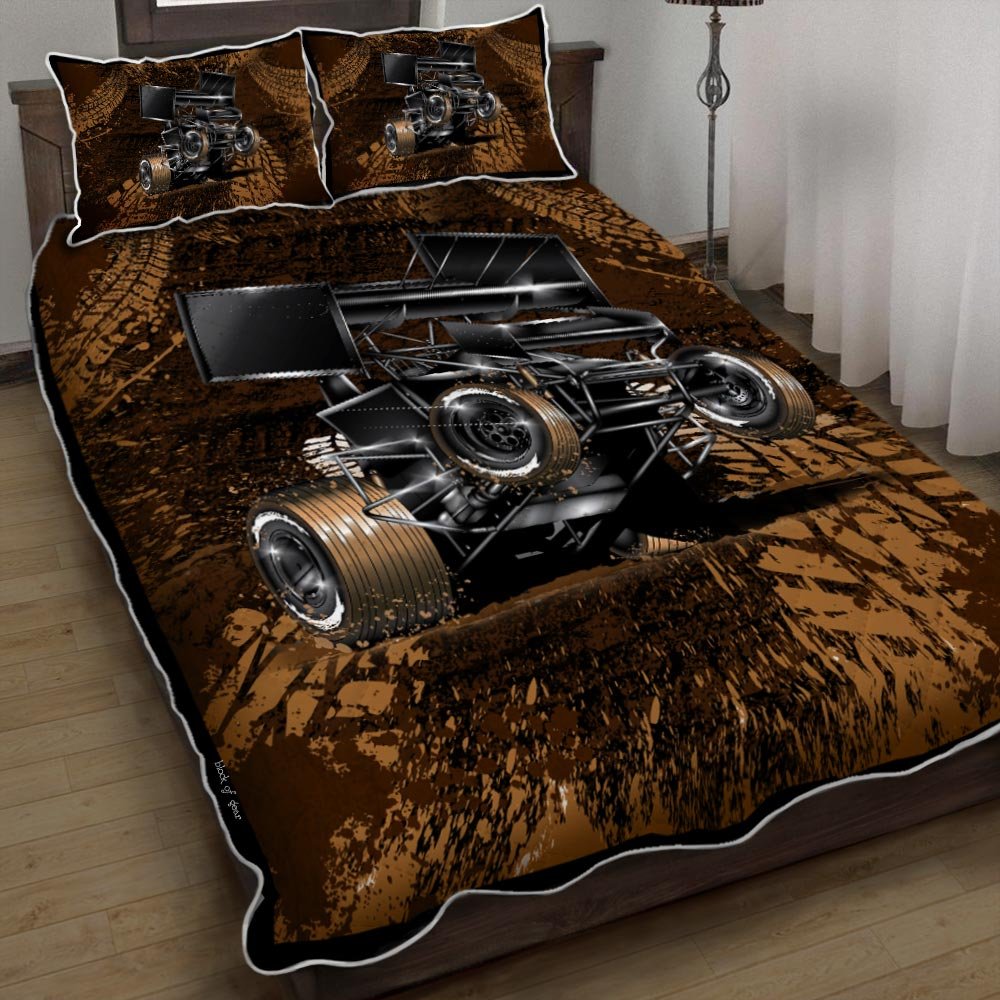 Sprint Car Dirt Racing Quilt Bedding Set