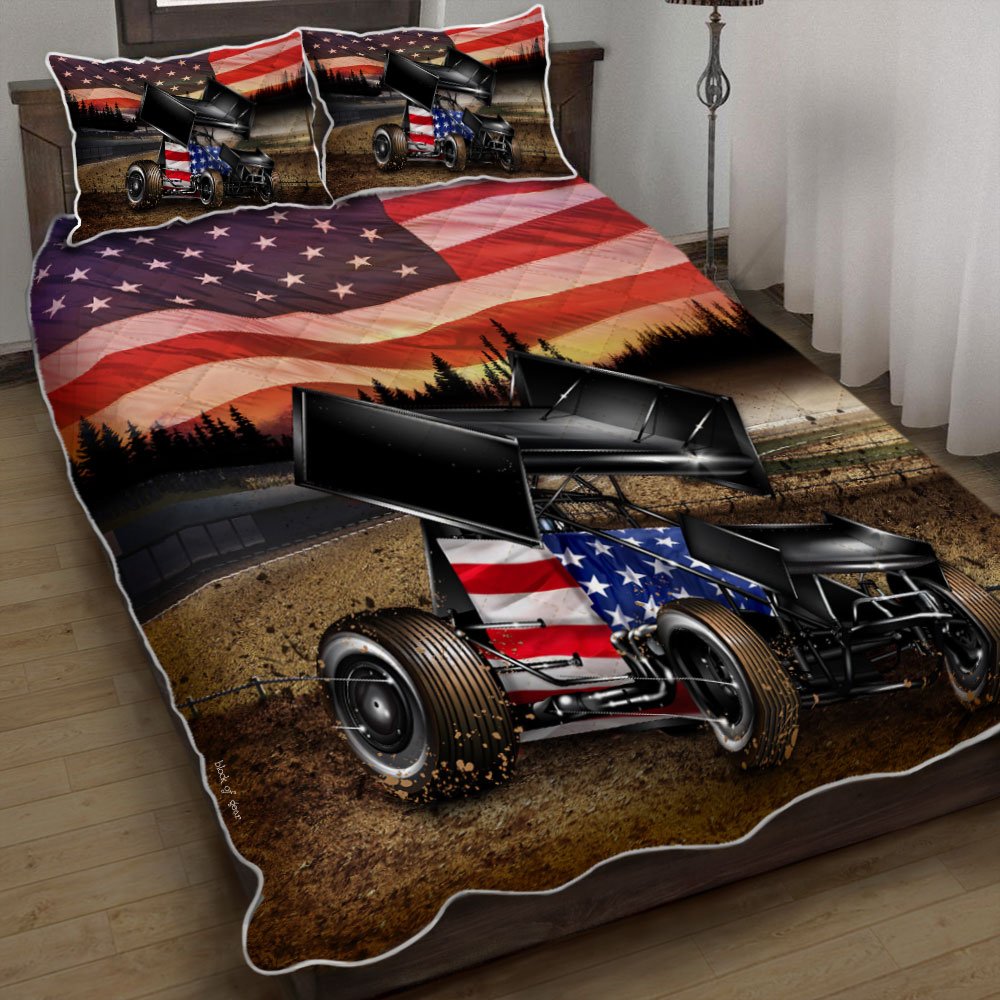 Sprint Car Racing American Quilt Bedding Set