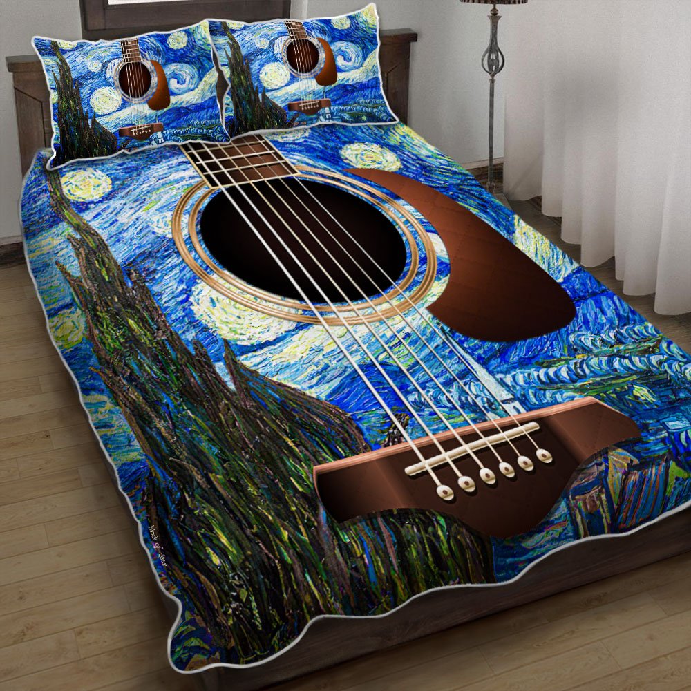 Starry Night Guitar Quilt Bedding Set