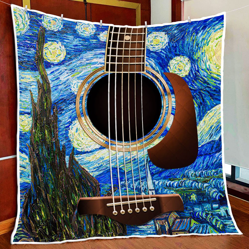 Starry Night Guitar Quilt Blanket