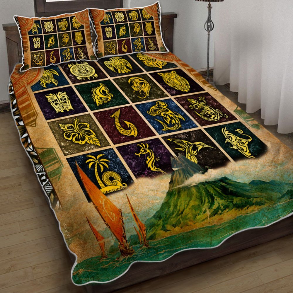 Strength Polynesian Symbols Quilt Bedding Set