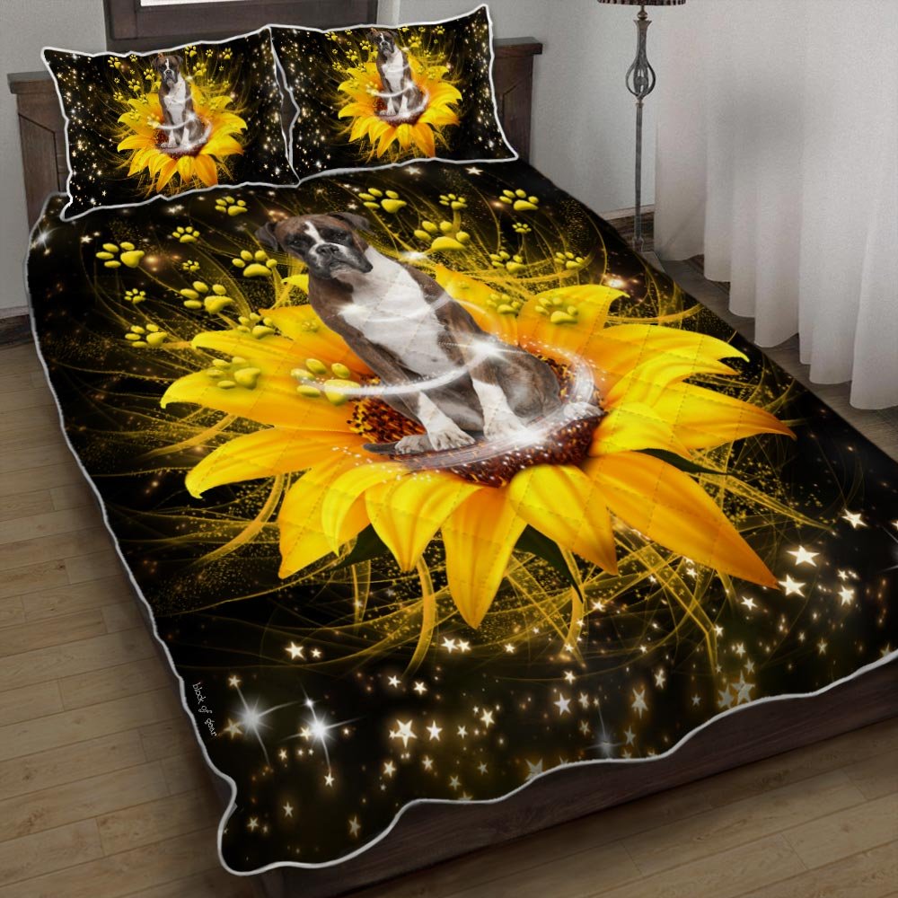 Sunflower Boxer Lover Quilt Bedding Set