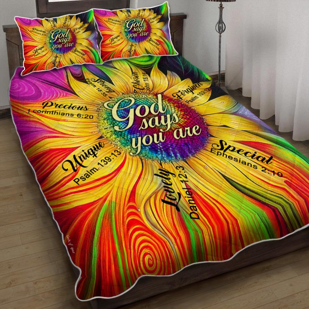 Sunflower Hippie God Says You Are Quilt Bedding Set