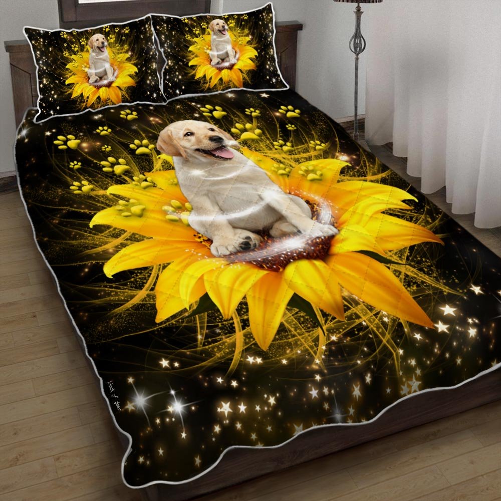 Sunflower Labrador Retriever Lover Quilt Bedding Set