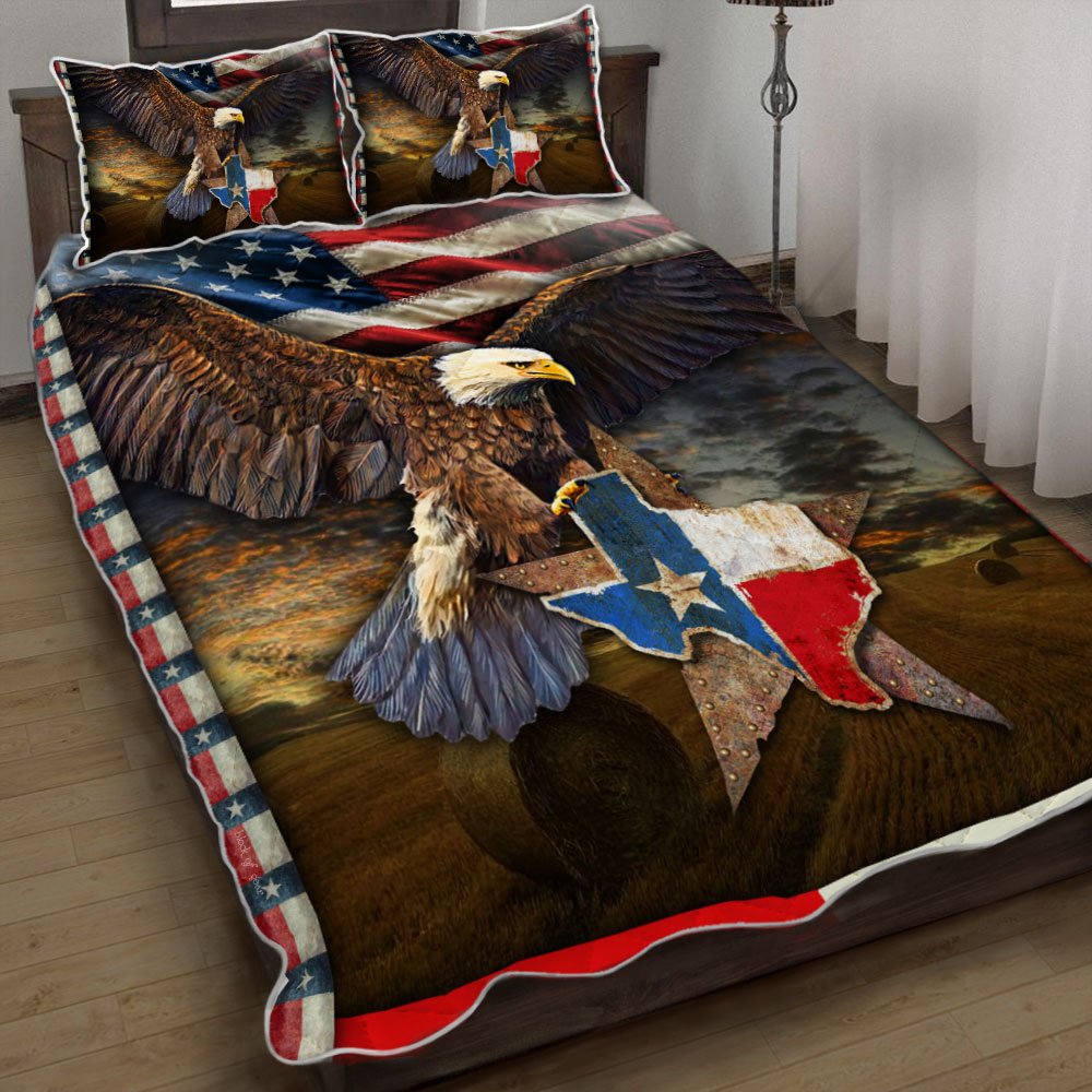 Texas Strong Eagle Quilt Bedding Set