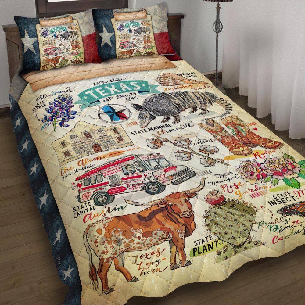 Texas Symbols Quilt Bedding Set