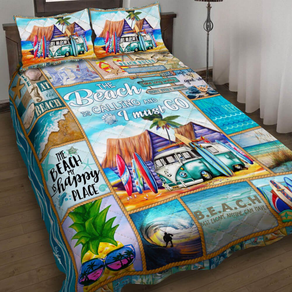 The Beach Is My Happy Place Quilt Bedding Set