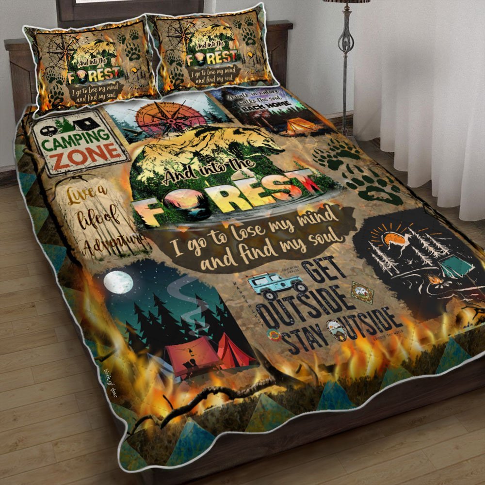 The Bear And Into The Forest I Go To Lose My Mine And Find My Soul Quilt Bedding Set