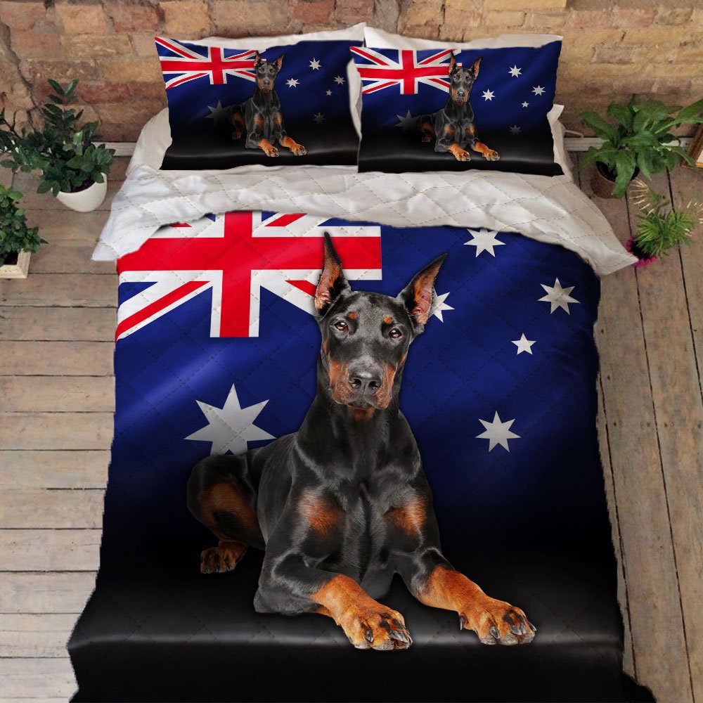 The Dobermann Doberman Pinscher Dog Quilt Bedding Set Dog Lovers Australian Qnn576qsv5