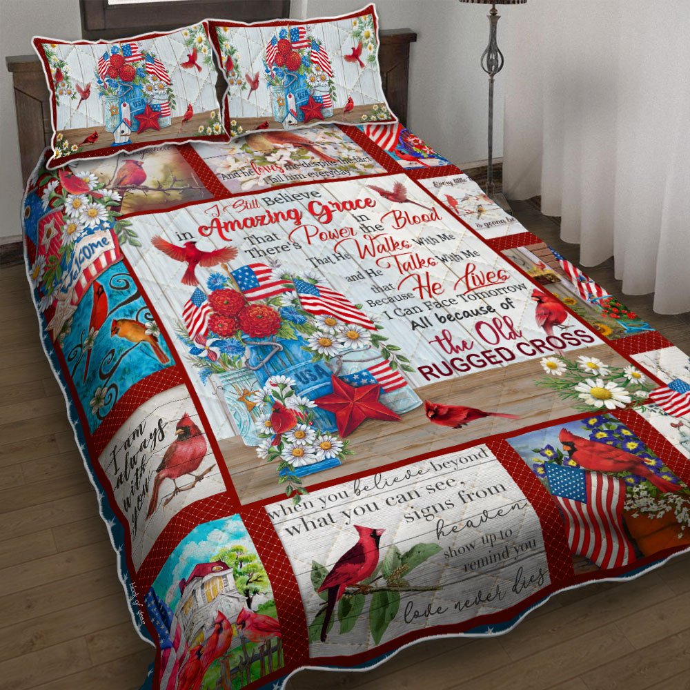 The Old Rugged Cross Cardinal Quilt Bedding Set