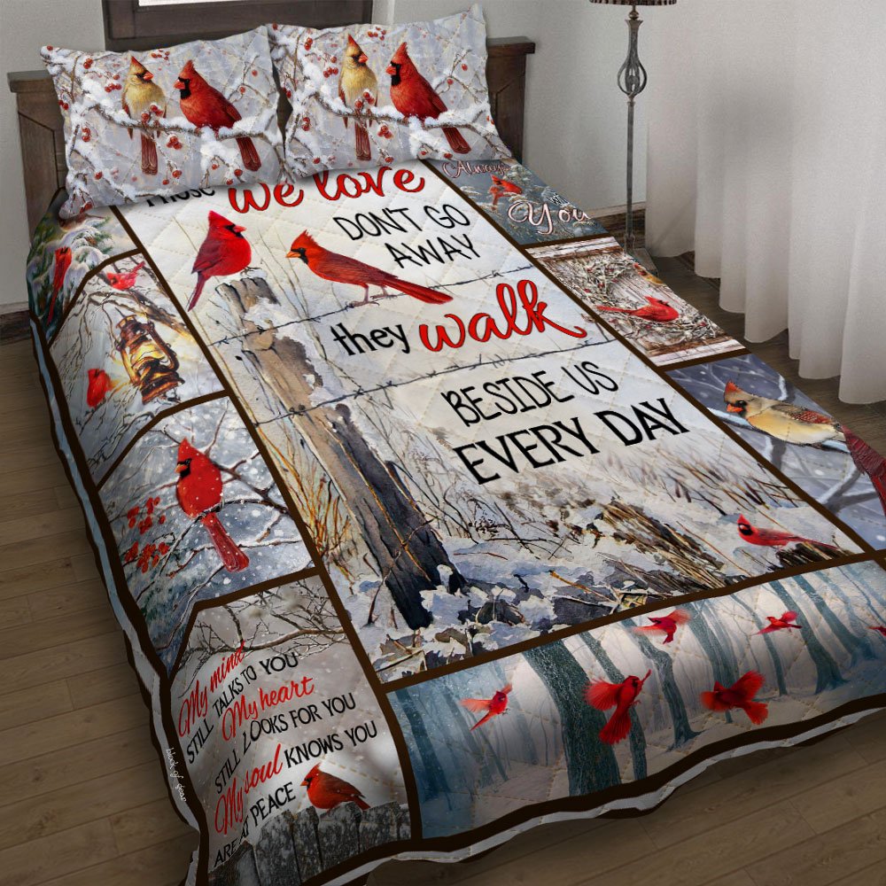 Those We Love Dont Go Away Cardinal Christmas Quilt Bedding Set-7en65