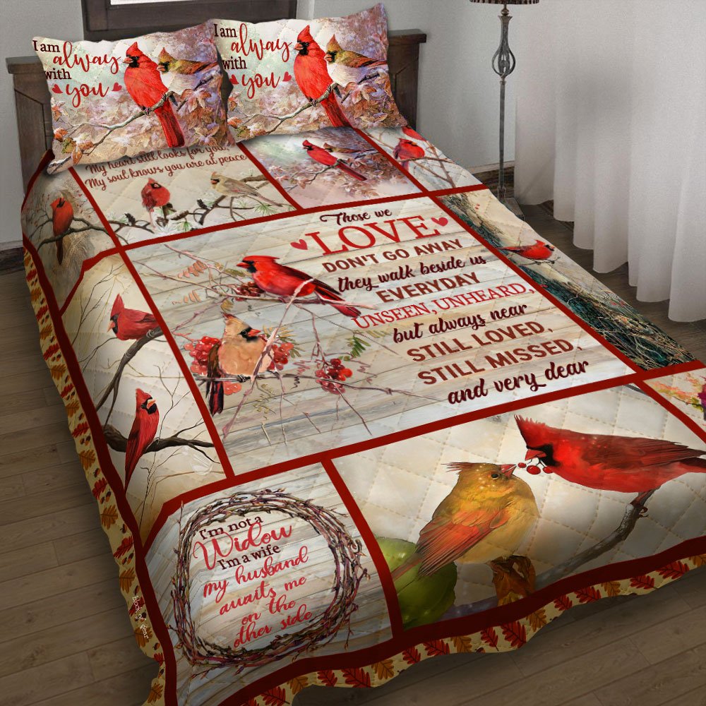 Those We Love Dont Go Away Cardinal Christmas Quilt Bedding Set-keei3