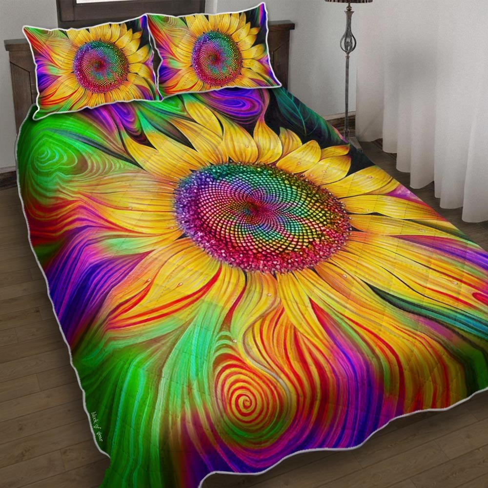 Tie Dye Sunflower Quilt Bedding Set